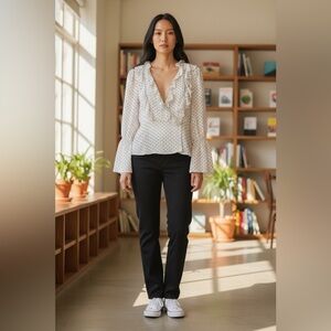 Maison d'Amélie White Blouse with Black Dots Size S